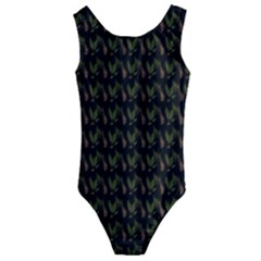 Fern Pattern 2 Black Kids  Cut-out Back One Piece Swimsuit by violetheavensky