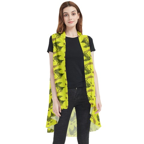 Fern Pattern 2 Yellow Sleeveless Chiffon Waistcoat Shirt by violetheavensky