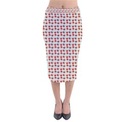 Kawaii Jam Pattern Aqua Velvet Midi Pencil Skirt by violetheavensky