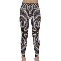 Embroidered Patterns Lightweight Velour Classic Yoga Leggings by kaleidomarblingart