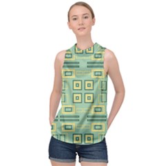 Abstract Pattern Geometric Backgrounds   High Neck Satin Top by Eskimos