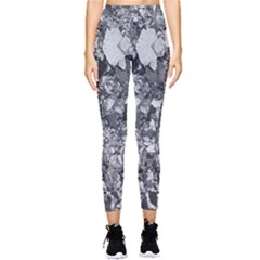 Black And White Debris Texture Print Pocket Leggings  by dflcprintsclothing