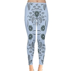 Folk Flowers Print Floral Pattern Ethnic Art Inside Out Leggings by Eskimos