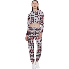 Texture Mosaic Abstract Design Cropped Zip Up Lounge Set by dflcprintsclothing