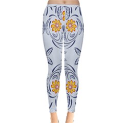 Floral Folk Damask Pattern Fantasy Flowers  Inside Out Leggings by Eskimos