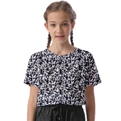 Black And White Qr Motif Pattern Kids  Basic Tee by dflcprintsclothing