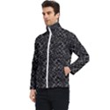 Pixel Grid Dark Black And White Pattern Men s Bomber Jacket View3