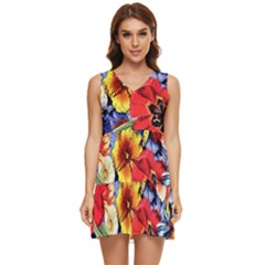 Flower Pattern Tiered Sleeveless Mini Dress by CoshaArt