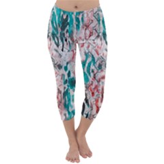 Colorful Spotted Reptilian Coral Capri Winter Leggings  by MickiRedd