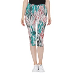 Colorful Spotted Reptilian Coral Inside Out Lightweight Velour Capri Leggings  by MickiRedd