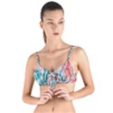 Colorful Spotted Reptilian Coral Tie Up Cut Bikini Top View1