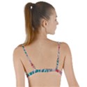 Colorful Spotted Reptilian Coral Tie Up Cut Bikini Top View2