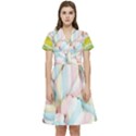 Rainbow-cake-layers Marshmallow-candy-texture Short Sleeve Waist Detail Dress View1