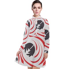 Folk Flowers Print Floral Pattern Ethnic Art Long Sleeve Chiffon Shirt Dress by Eskimos