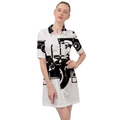 Black-farm-tractor-cut Belted Shirt Dress by DinzDas