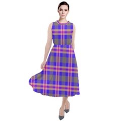 Tartan Purple Round Neck Boho Dress by tartantotartanspink