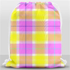 Pink Tartan-8 Drawstring Bag (large) by tartantotartanspink2