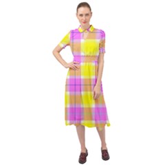 Pink Tartan-8 Keyhole Neckline Chiffon Dress by tartantotartanspink2