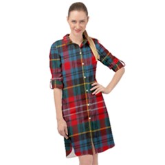 Caledonia Modern Tartan Long Sleeve Mini Shirt Dress by tartantotartansred