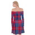 Galloway Red Modern Tartan Off Shoulder Skater Dress View2