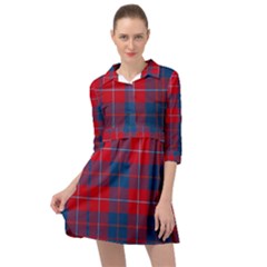 Galloway Red Modern Tartan Mini Skater Shirt Dress by tartantotartansred