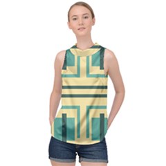 Abstract Pattern Geometric Backgrounds   High Neck Satin Top by Eskimos