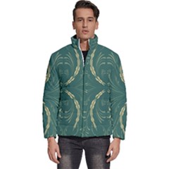 Floral Folk Damask Pattern Fantasy Flowers  Men s Puffer Bubble Jacket Coat by Eskimos