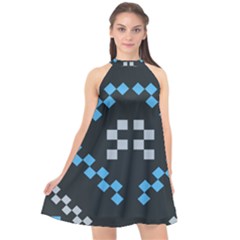 Abstract Pattern Geometric Backgrounds   Halter Neckline Chiffon Dress  by Eskimos