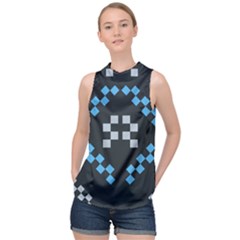 Abstract Pattern Geometric Backgrounds   High Neck Satin Top by Eskimos