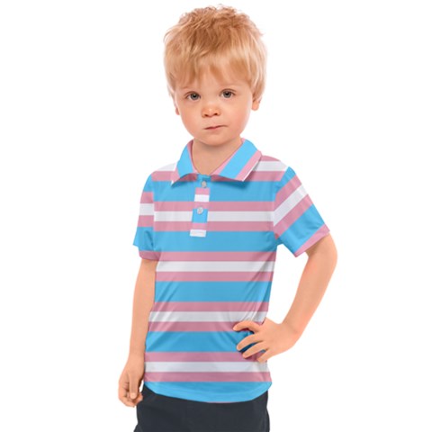 Trans Flag Stripes Kids  Polo Tee by WetdryvacsLair