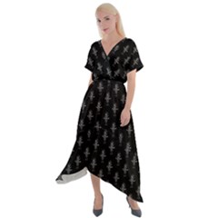 Sketchy Style Funny Skeletons Motif Drawing Cross Front Sharkbite Hem Maxi Dress by dflcprintsclothing