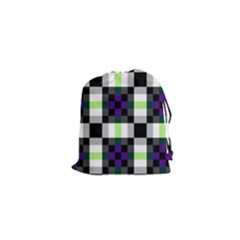 Agender Flag Plaid With Difference Drawstring Pouch (xs) by WetdryvacsLair