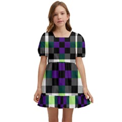 Agender Flag Plaid With Difference Kids  Short Sleeve Dolly Dress by WetdryvacsLair