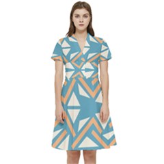 Abstract Geometric Design    Short Sleeve Waist Detail Dress by Eskimos