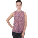 Folk flowers print Floral pattern Ethnic art Mock Neck Chiffon Sleeveless Top View1