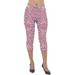 Folk Flowers Print Floral Pattern Ethnic Art Lightweight Velour Capri Leggings  by Eskimos