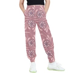 Folk Flowers Print Floral Pattern Ethnic Art Kids  Elastic Waist Pants by Eskimos