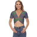 Paris Words Motif Colorful Pattern Twist Front Crop Top View1