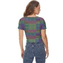 Paris Words Motif Colorful Pattern Twist Front Crop Top View4