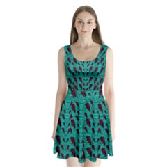 Leaves On Adorable Peaceful Captivating Shimmering Colors Split Back Mini Dress  by pepitasart