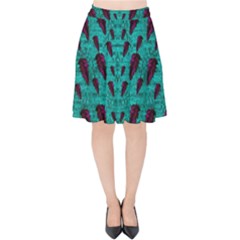 Leaves On Adorable Peaceful Captivating Shimmering Colors Velvet High Waist Skirt by pepitasart