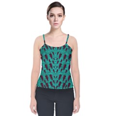 Leaves On Adorable Peaceful Captivating Shimmering Colors Velvet Spaghetti Strap Top by pepitasart