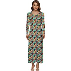 Color Spots Long Sleeve Velour Longline Maxi Dress by Sparkle