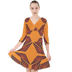 Abstract Pattern Geometric Backgrounds  Quarter Sleeve Front Wrap Dress by Eskimos