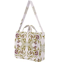 Folk Flowers Print Floral Pattern Ethnic Art Square Shoulder Tote Bag by Eskimos