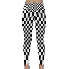 Illusion Checkerboard Black And White Pattern Lightweight Velour Classic Yoga Leggings by Nexatart