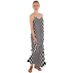 Illusion Checkerboard Black And White Pattern Cami Maxi Ruffle Chiffon Dress by Nexatart