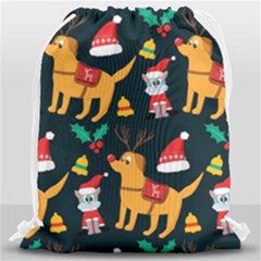 Funny Christmas Pattern Background Drawstring Bag (large) by Jancukart