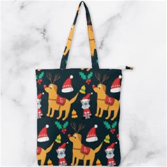 Funny Christmas Pattern Background Double Zip Up Tote Bag by Jancukart