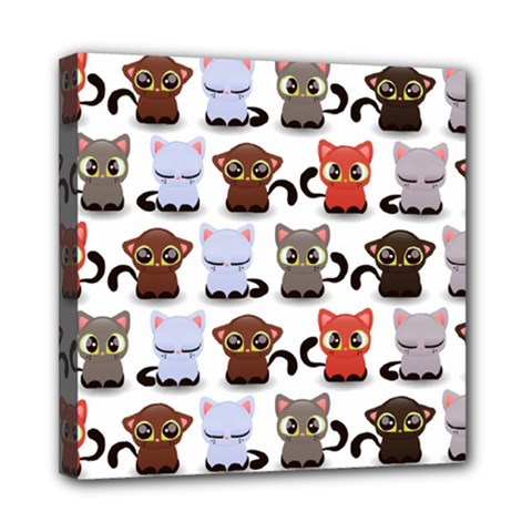 Seamless Pattern With Cute Little Kittens Various Color Mini Canvas 8  X 8  (stretched)